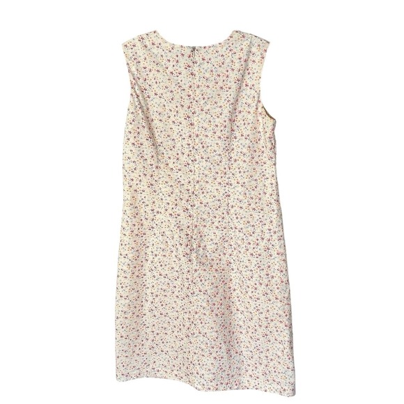 L.L.Bean Floral Cotton Sheath Dress Women 8 Lined Sleeveless Prairie Cottagecore - Picture 2 of 9